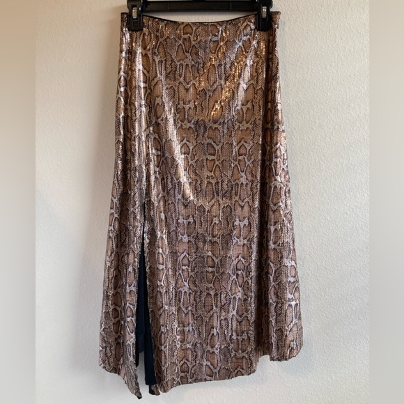 Ellison Dresses & Skirts - Ellison Copper Snake Print Sequin Asymmetrical Skirt Size S NWT